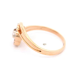 Anillo Flor Calada 14K Oro Rosado con 16 Diamantes