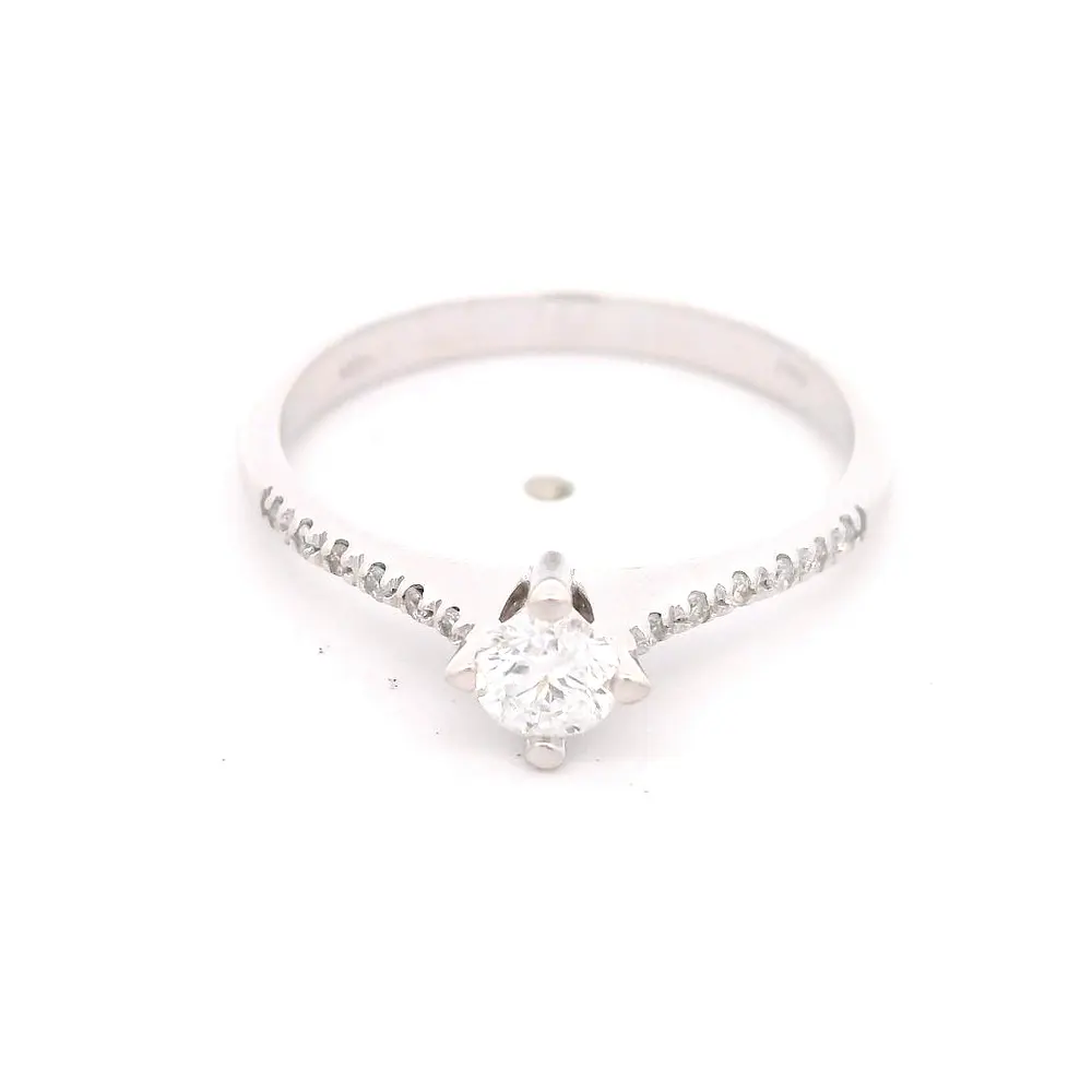 Anillo Cintillo Solitario 18K Rodinado con 13 Diamantes
