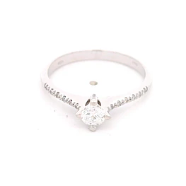 Anillo Cintillo Solitario 18K Rodinado con 13 Diamantes