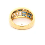 Anillo Bombé 18K Oro Amarillo con Diamantes y Zafiros Princess