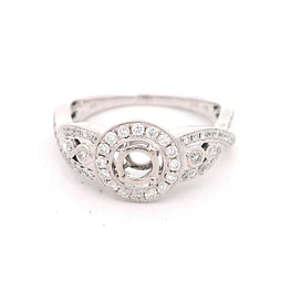 Anillo Halo Calado Cruzado 18K Rodinado con 66 Diamantes