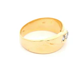 Anillo Tuerca Cintillo 18K Oro Amarillo con 5 Diamantes Corte Antiguo