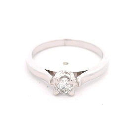 Anillo Solitario 18K Rodinado con 1 Diamante