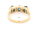 Anillo Cintillo 18K Oro Amarillo con Diamantes y Zafiros Ovales