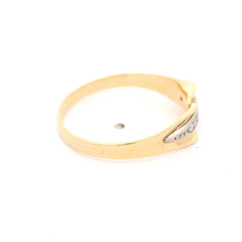 Anillo Lazo Ovalado 18K Dos Oros con 5 Diamantes
