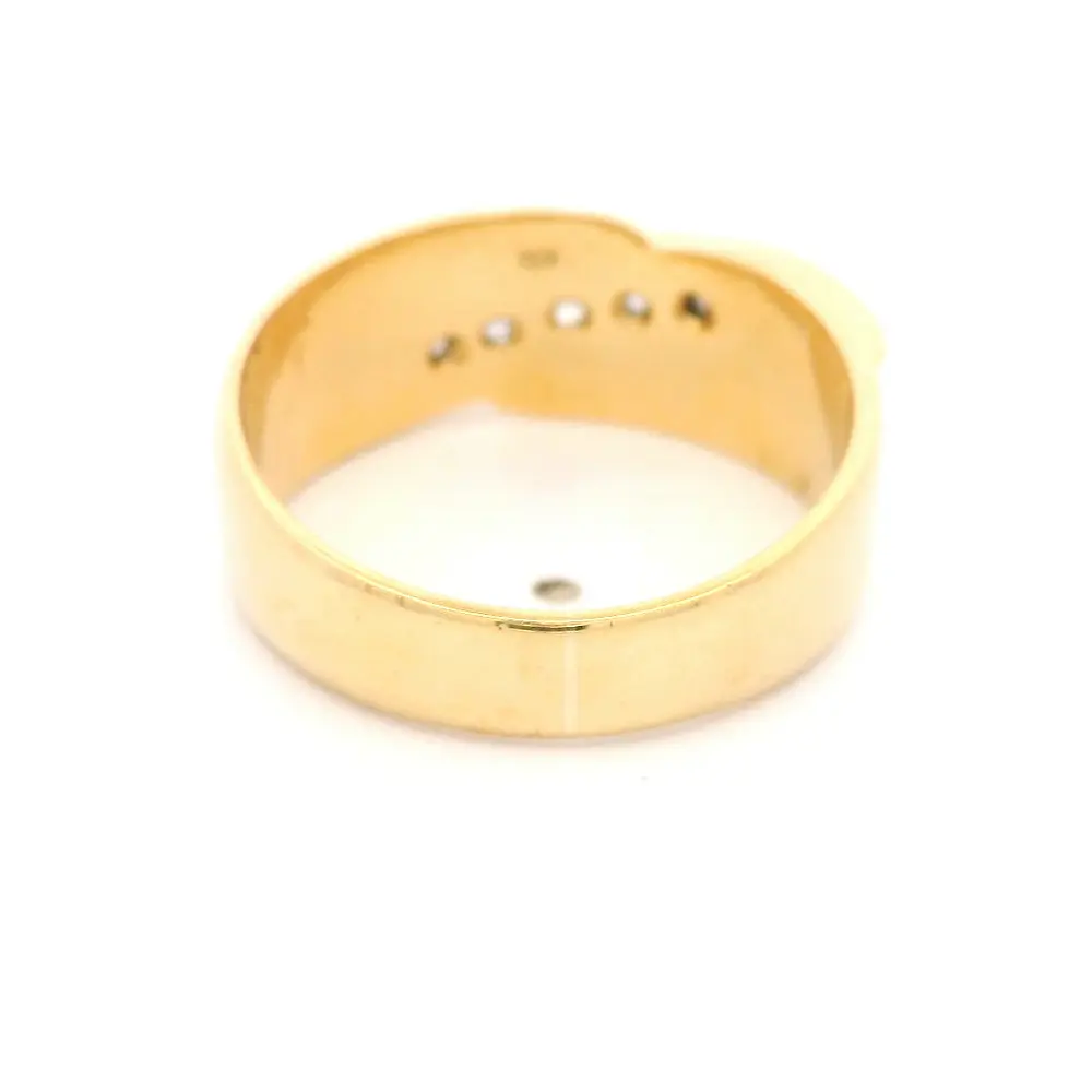 Anillo Tuerca Cintillo 18K Oro Amarillo con 5 Diamantes Corte Antiguo