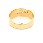 Anillo Tuerca Cintillo 18K Oro Amarillo con 5 Diamantes Corte Antiguo