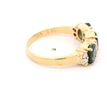 Anillo Cintillo 18K Oro Amarillo con Diamantes y Zafiros Ovales
