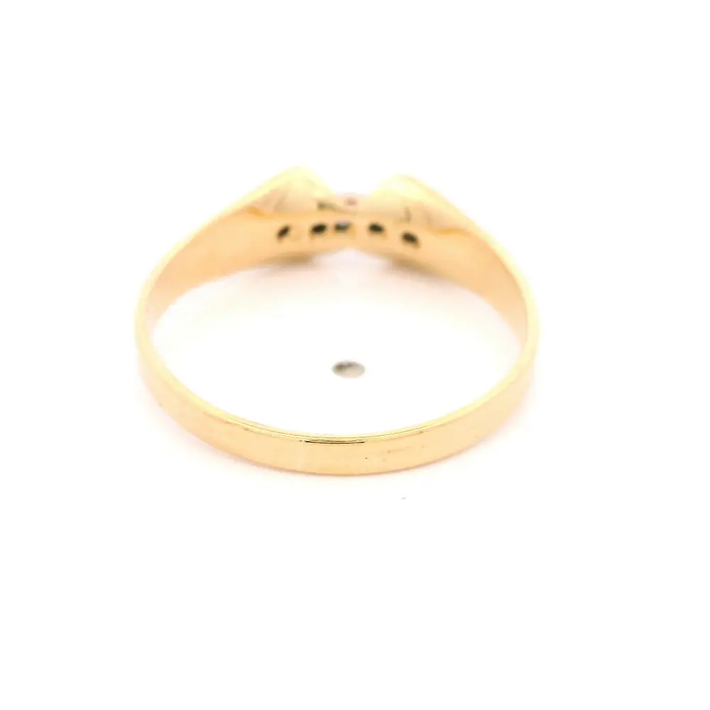 Anillo Lazo Ovalado 18K Dos Oros con 5 Diamantes