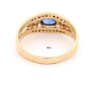 Calado Bombé 14K Oro Amarillo con Diamantes y Zafiro