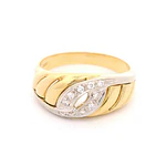 Anillo Bombé Calado 18K Dos Oros con 10 Diamantes