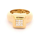 Anillo Bombé Cuadrado 18K Oro Amarillo con 9 Diamantes