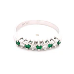 Anillo Cintillo de Platino con 4 Diamantes y 5 Esmeraldas