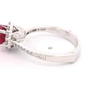 Anillo Halo 18K Rodinado con 36 Diamantes y Rubí Sintético