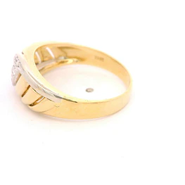 Anillo Bombé Calado 18K Dos Oros con 10 Diamantes