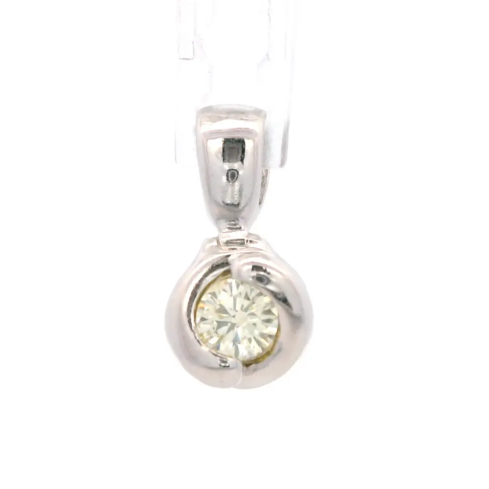 Colgante Circular 18K Rodinado con 1 Diamante
