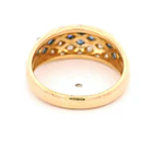 Anillo Bombé 18K Oro Amarillo con Diamantes y Piedras Azules