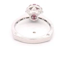 Anillo Halo 18K Rodinado con 36 Diamantes y Rubí Sintético