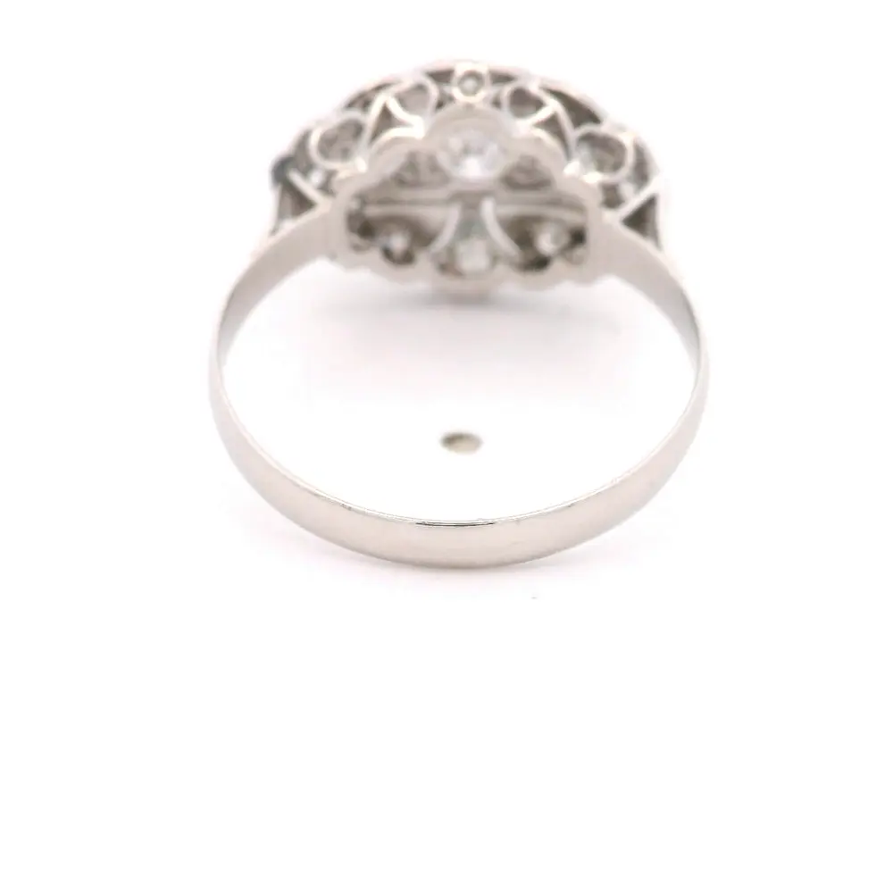 Anillo Navette Art Déco de Platino con 15 Diamantes