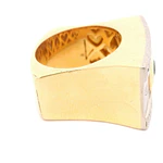 Anillo Sello 18K Dos Oros con 18 Diamantes y Piedra Azul