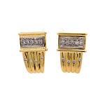 Aros Rectangulares 18K Dos Oros con 9 Diamantes