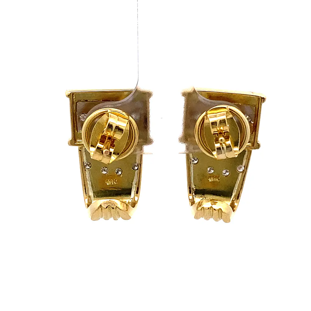 Aros Rectangulares 18K Dos Oros con 9 Diamantes