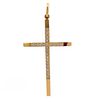 Colgante Cruz 18K Oro Amarillo con 23 Moissanitas