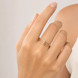 Anillo de Oro Amarillo 18K Rejilla Simple