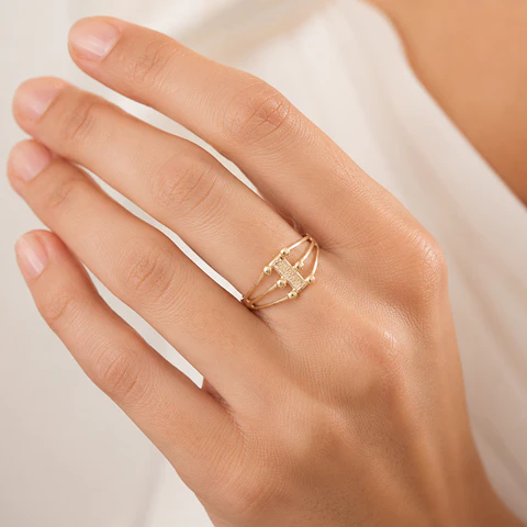 Anillo de Oro Amarillo 18K Rejilla Calada 