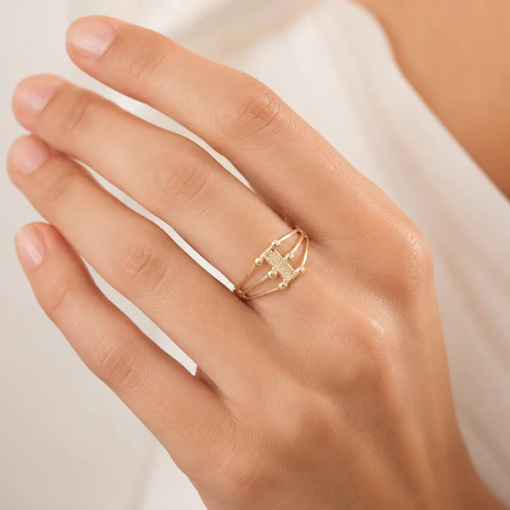 Anillo de Oro Amarillo 18K Rejilla Calada 