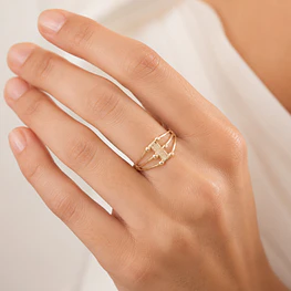 Anillo de Oro Amarillo 18K Rejilla Calada 