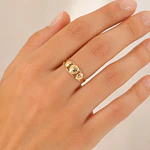 Anillo de Oro Amarillo 18K Cintillo Corazón Calado