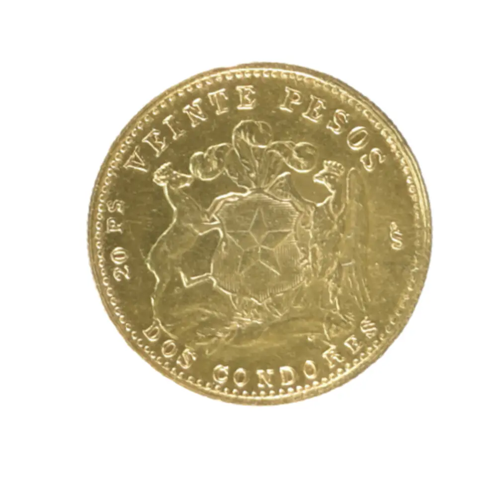 Moneda Nacional de Oro 20 Pesos 2 Cóndores Chile Año 1959