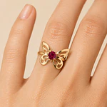 Anillo de Oro Amarillo 18K Mariposa Calada