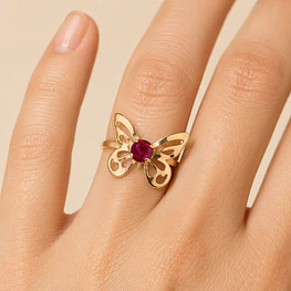 Anillo de Oro Amarillo 18K Mariposa Calada