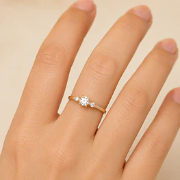 Anillo De Oro Amarillo 14K Trilogy Con 3 Piedras Incoloras