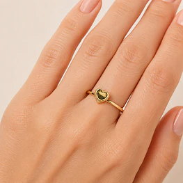 Anillo De Oro Amarillo 18K Corazón Tallado