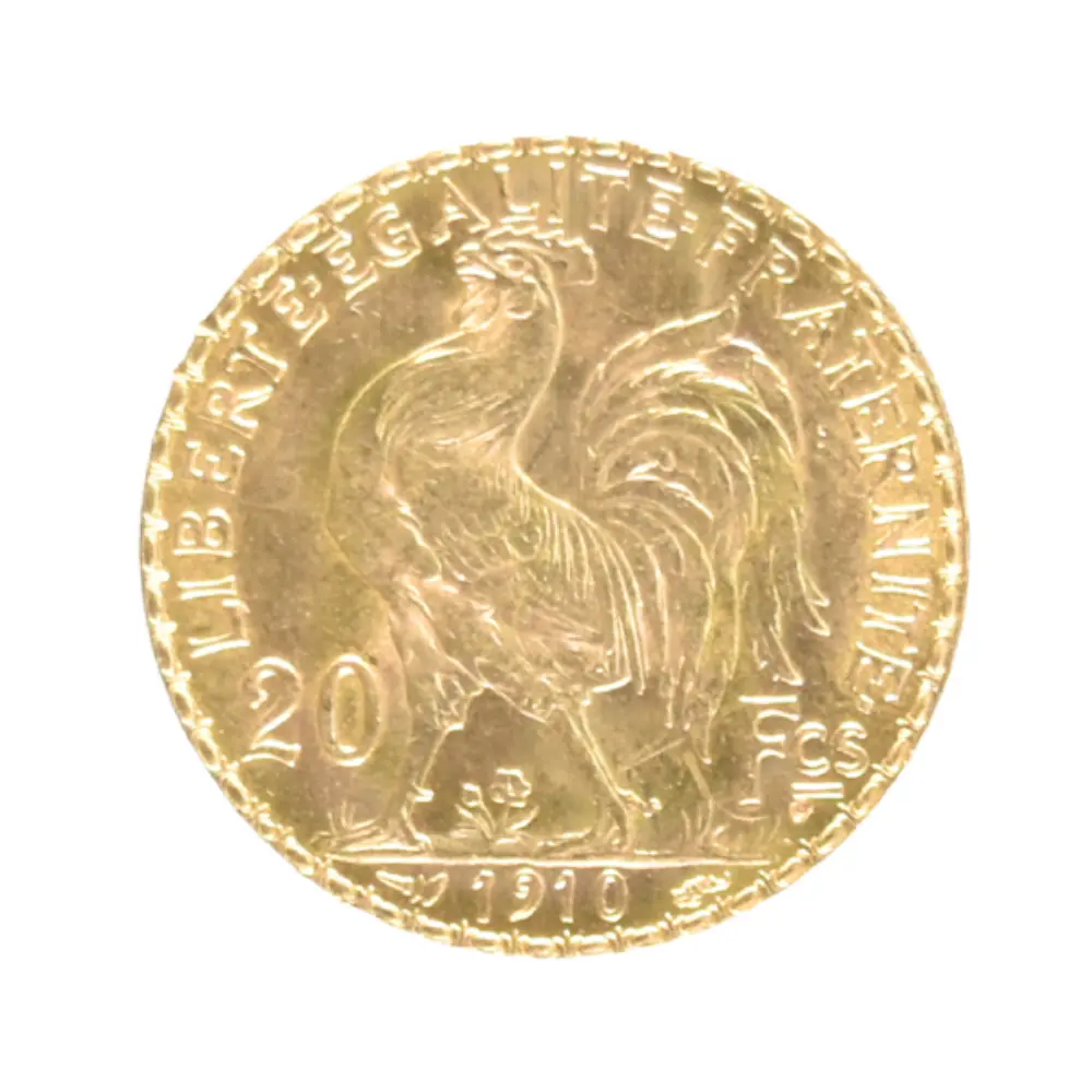 Moneda de Oro Francia 20 Francos 1910 Marianne Gallo