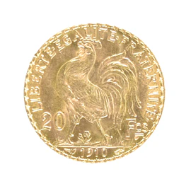 Moneda de Oro Francia 20 Francos 1910 Marianne Gallo