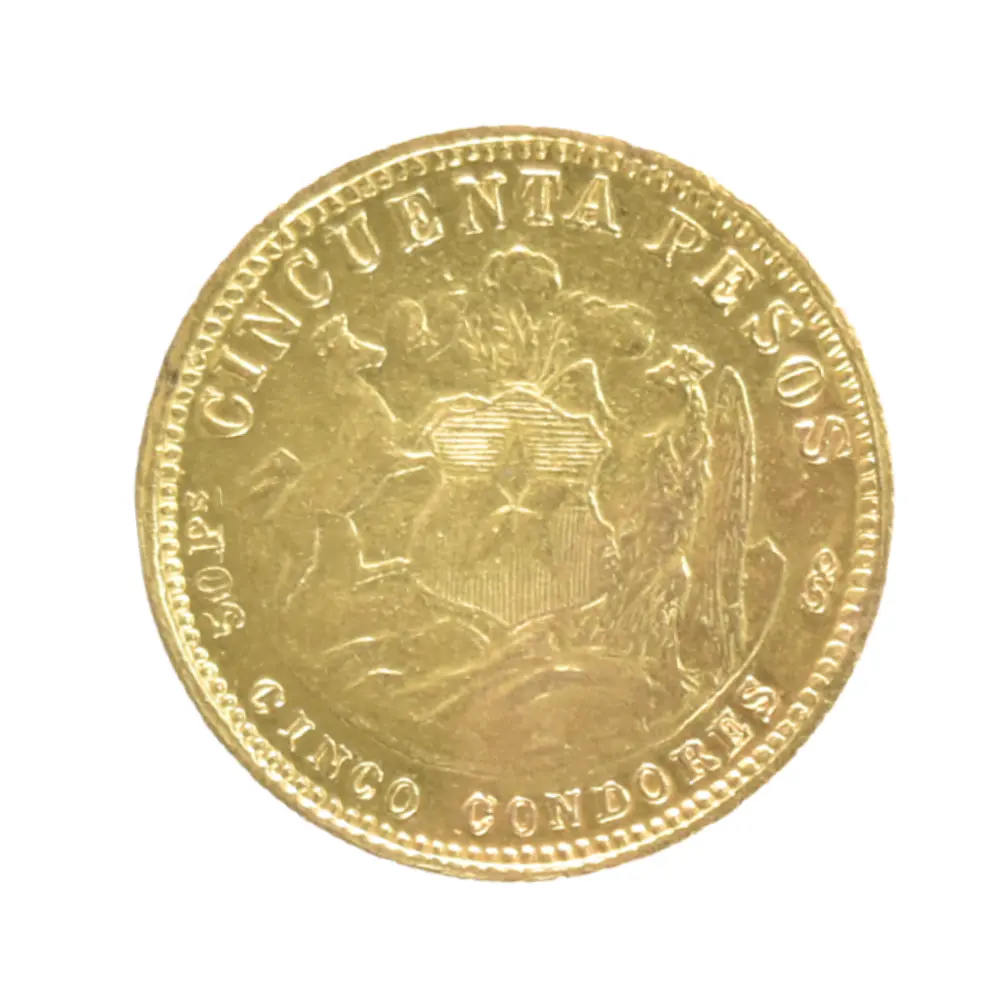 Moneda de Oro Chile 50 Pesos 5 Cóndores 1926