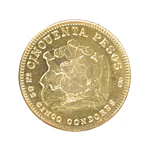 Moneda de Oro Chile 50 Pesos 5 Cóndores 1962