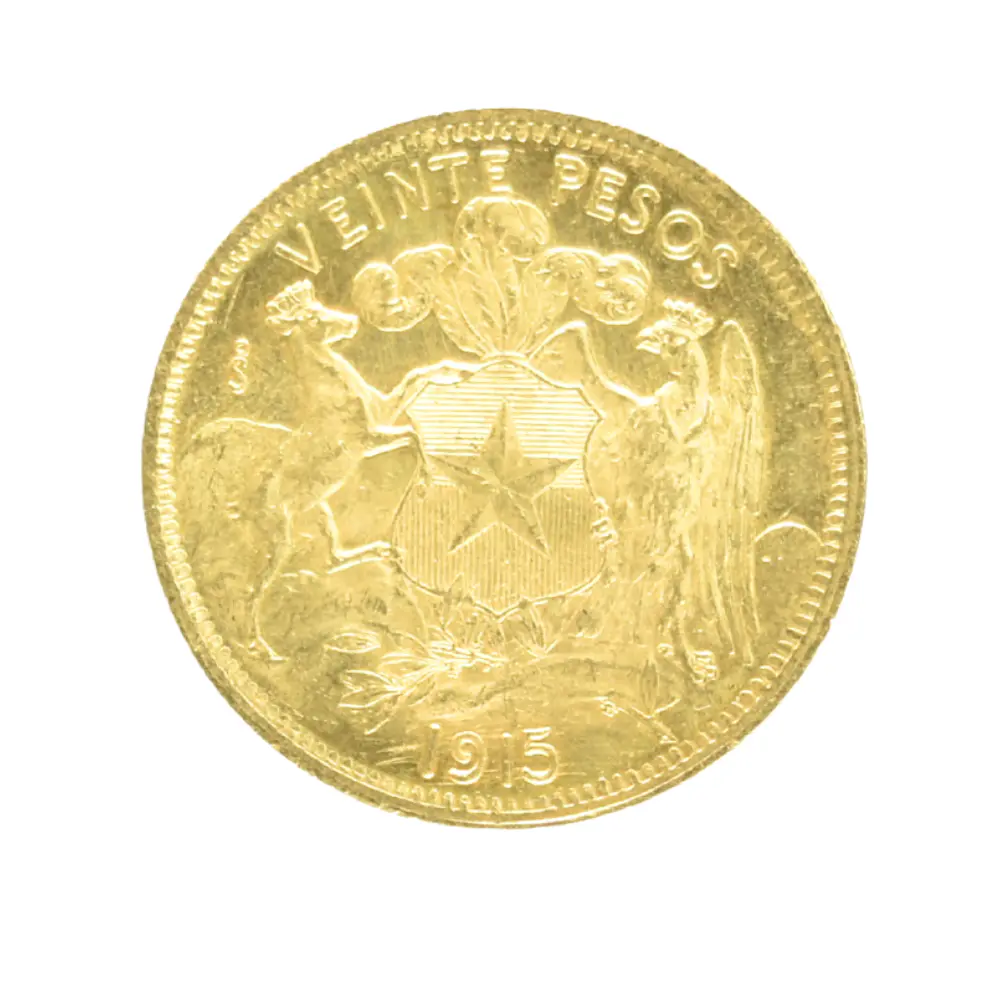 Moneda de Oro Chile 20 Pesos 1915
