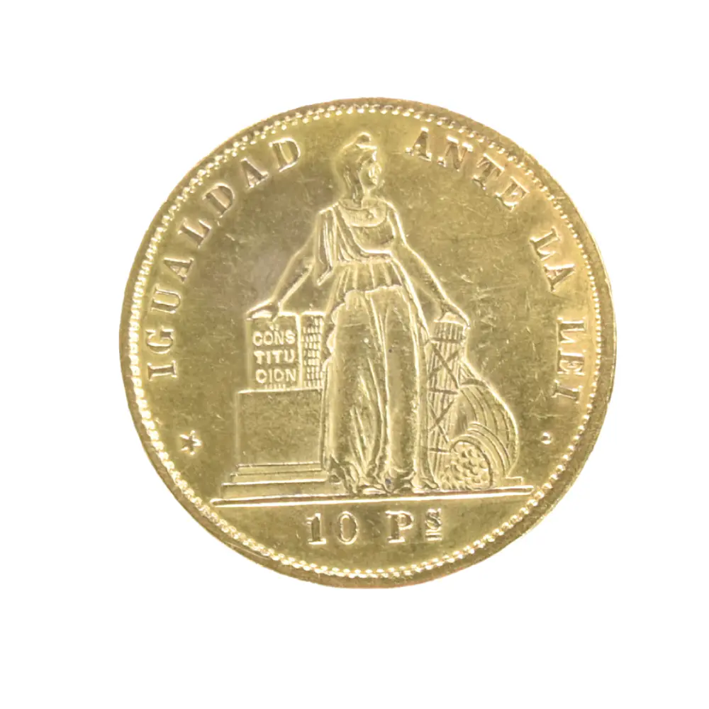 Moneda de Oro Chile 10 Pesos 1870