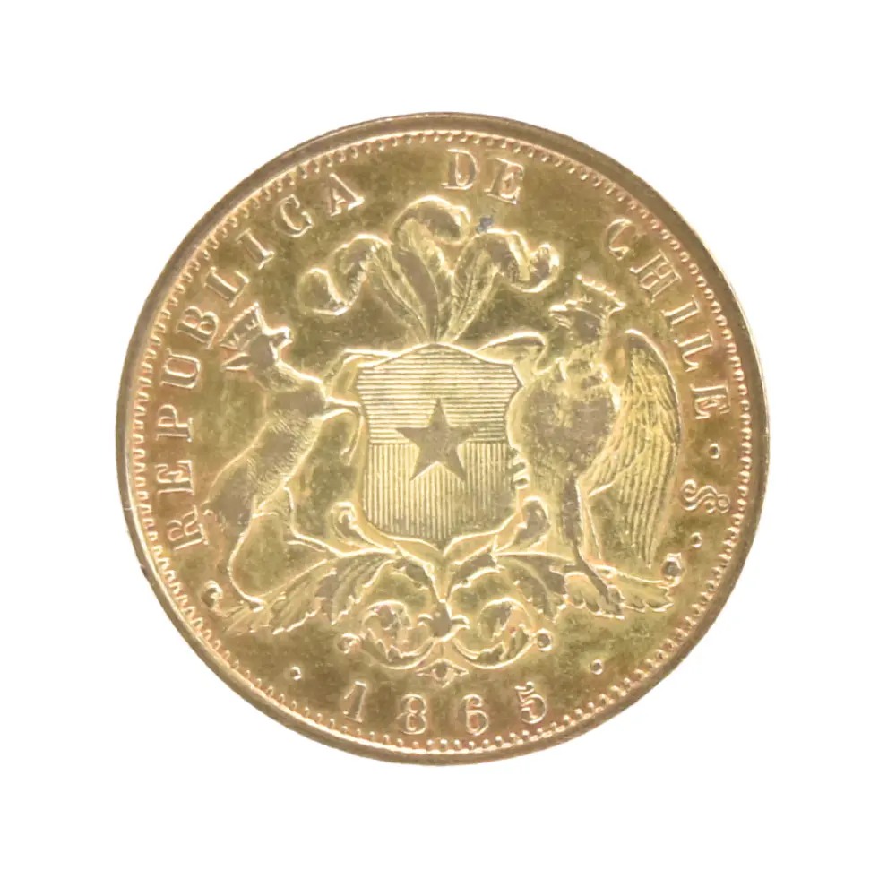 Moneda de Oro Chile 10 Pesos 1865