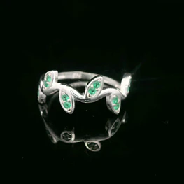 Anillo de Plata Hojas de Laurel con Circones de Colores