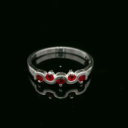 Anillo de Plata Argolla con Centro Ondulado y 5 Circones de Colores