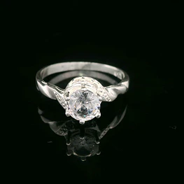 Anillo de Plata Solitario Circular con 6 Pistilos