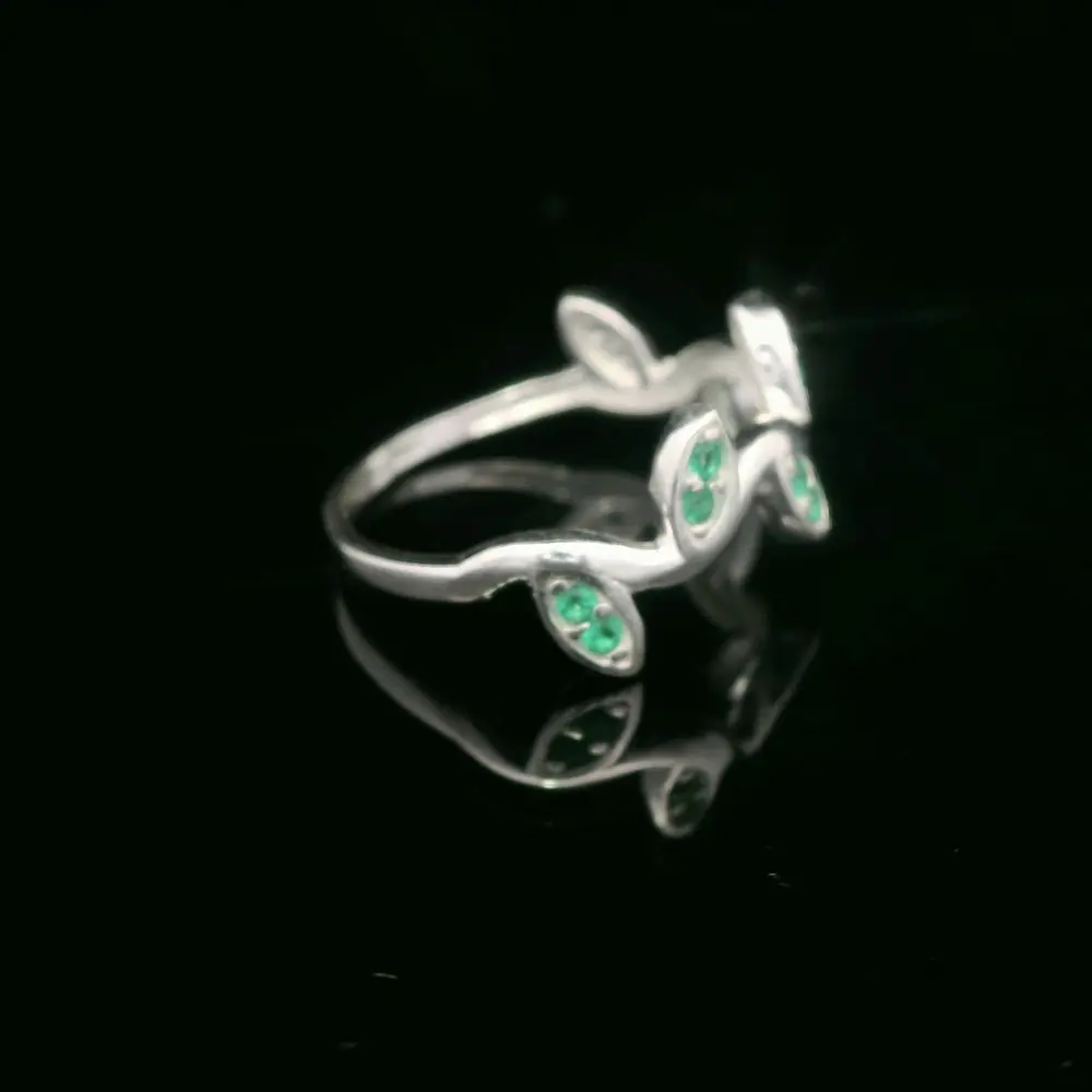 Anillo de Plata Hojas de Laurel con Circones de Colores