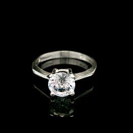 Anillo de Plata Solitario con Circón Redondo
