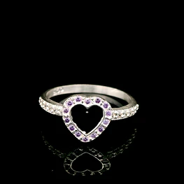 Anillo de Plata con Corazón Central en Circones de Colores